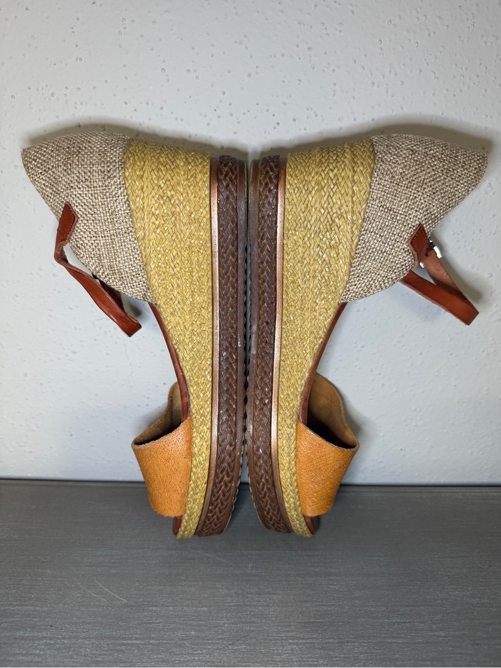 Porronet Spain Women's Leather Wedge Sandals Brown Buckle Comfort Shoes Size 38 - Picture 6 of 10
